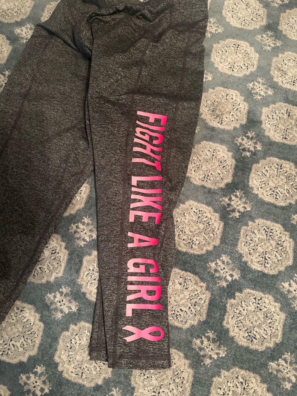 Ideology XL crop leggings grey Run Like a Girl pink logo nwot